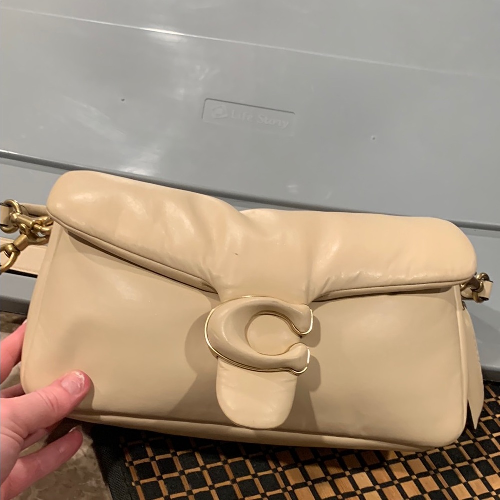 Cream Leather Shoulder Bag